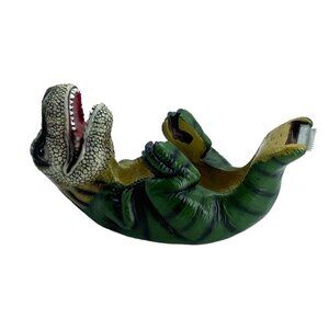 T-Rex Dinosaur Tape Dispenser Streamline Imagined Green & Cream Resin 6” Long‎
